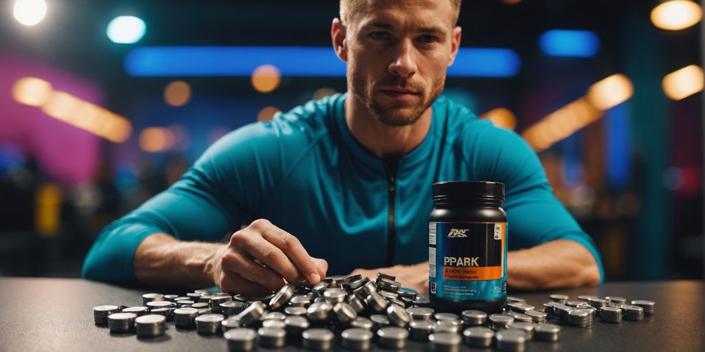 Athlete holding sports supplements for peak performance