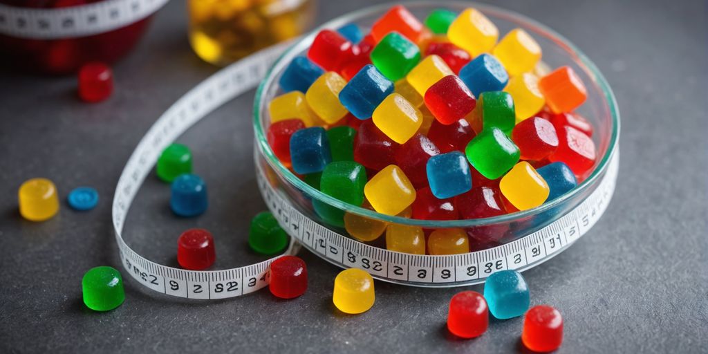 Weight loss gummies with measuring tape and scale